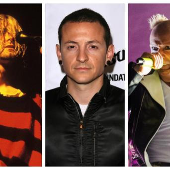 Kurt Cobain, Keith Flint, Chester Bennington koláž