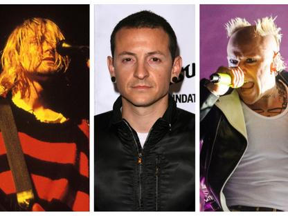 Kurt Cobain, Keith Flint, Chester Bennington koláž