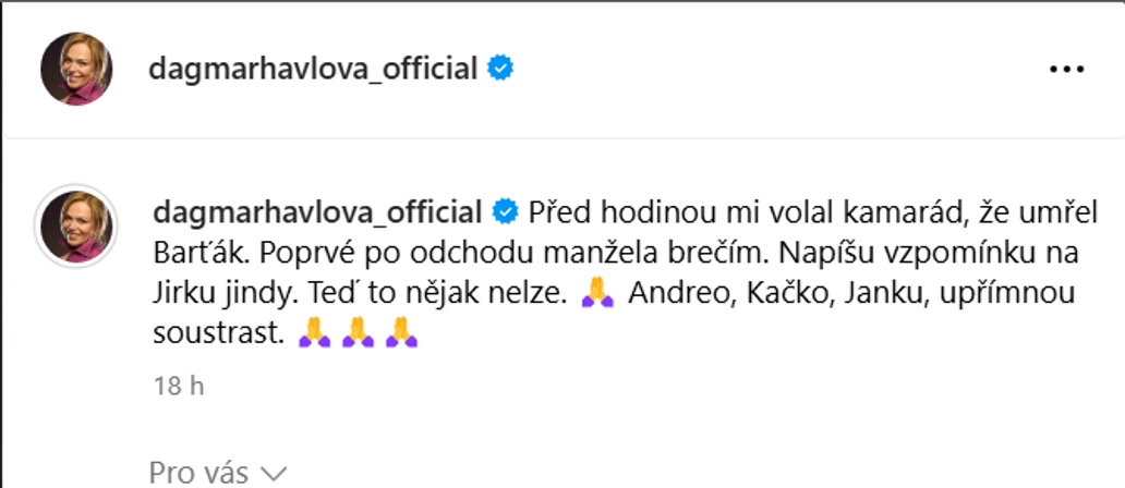 reakce na smrt Jiřího Bartošky