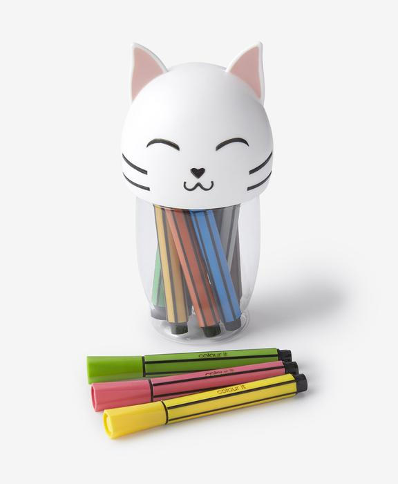 Fixy v krabičce s 3D víčkem ve tvaru kočičky 12 kusů, Pepco, 50 Kč