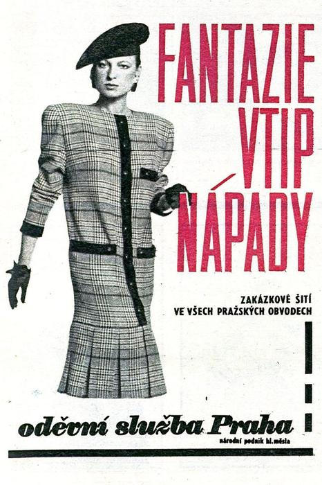 Oděvní služba Praha. Výřez z inzerce publikované v časopise Mladá svět v roce 1988, zdroj: soukromá sbírka.