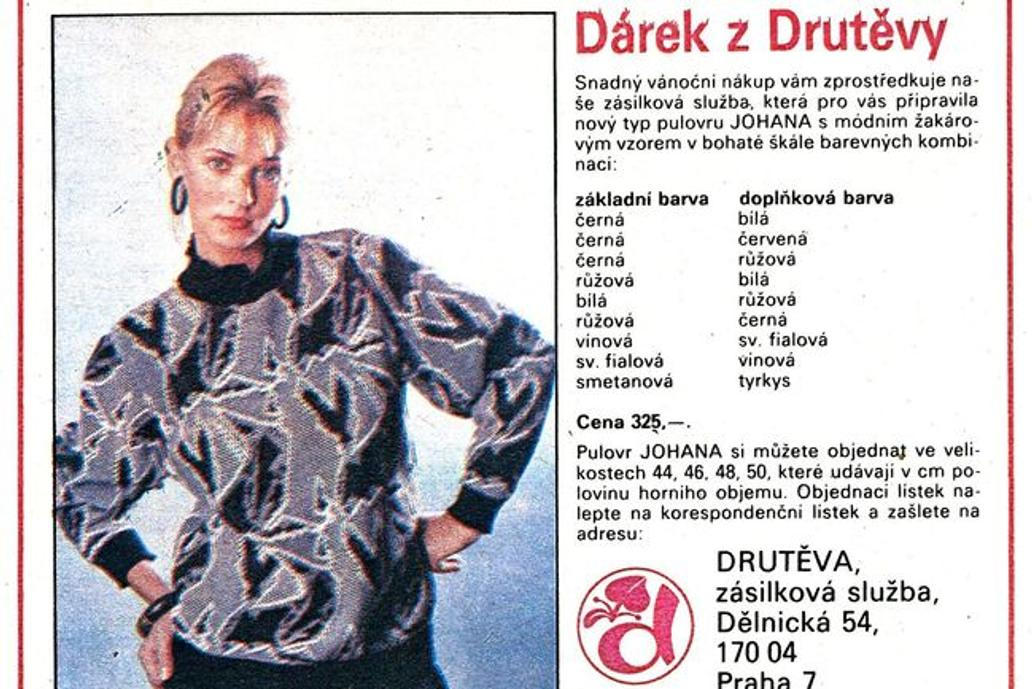 Dárek z Drutěvy. Výřez z inzerce publikované v časopise Mladá svět v roce 1988, zdroj: soukromá sbírka.