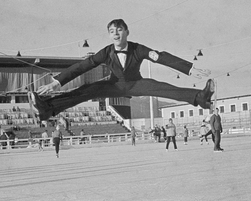 Československý krasobruslař Ondrej Nepela (1951 - 1989) při tréninku na ME v Ga-Pa. Ondej Nepela