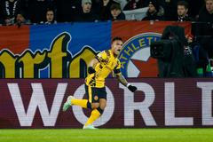 Lautaro Martinez slaví gól  v zápase LM Sparta Praha - Inter Milán