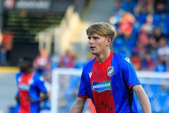 Pavel Šulc v zápase Evropské konferenční ligy Plzeň - Brest