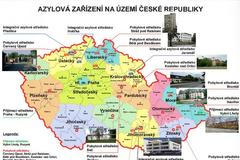 Mapa azylových zařízení v ČR