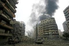 Vybombardované sídlo Hizballáhu