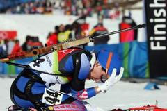 Ruská biatlonistka Olga Pylevová v cíli