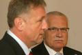 Mirek Topolánek a Václav Klaus na tiskové konferenci po společném jednání
