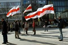 Běloruské vlajky na Můstku