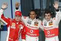 Kimi Räikkönen, Lewis Hamilton a Fernando Alonso