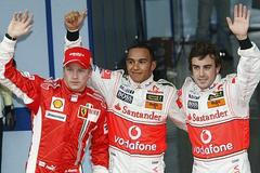Kimi Räikkönen, Lewis Hamilton a Fernando Alonso