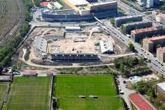 Letecký pohled na stadion Slavie Praha