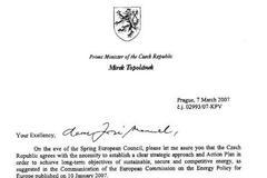 Barroso, Topolánek, dopis, EK, komise, jaderná energie