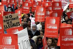 demo imigrantů v Londýně