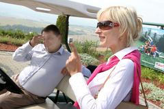 Jiří Paroubek a Petra Kováčová na golfovém hřišti na Karlštejně