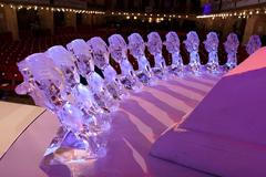 Křišťálové sošky Českého lva na pódiu Lucerny