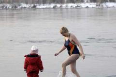 Koupel v sibiřské Jeniseji