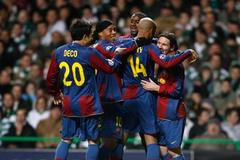 Radost hráčů Barcelony v utkání se Celticem Glasgow