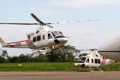 Venezuelské vrtulníky v kolumbijském Vilavicenciu.