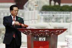 Zapálení olympijského ohně v Číně