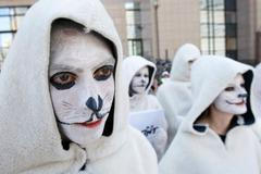 Aktivisté demonstrují za práva tuleňů