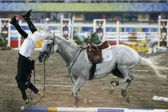 Moderní pětiboj - pád z koně