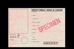 Řidičský průkaz, vydávaný v letech 1991-1993