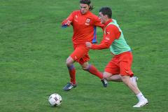 Trénink fotbalové reprezentace na Strahově