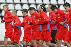 Trénink fotbalové reprezentace na Strahově