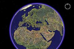 Země z výšky 10 000 km jak jí zobrazuje program Google Earth