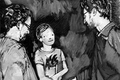 Pandemonium: Vojtěch Mašek a Džian Baban gratulují Janíkovi Štulcovi k jeho úspěšné přednášce o žížaloidech konané v ďáblické hvězdárně