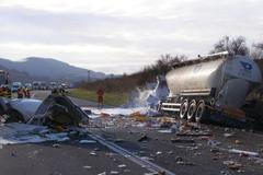 Požár kamionu u Starého Jičína