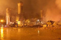 Hoří Průmyslový palác na pražském výstavišti