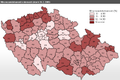 mapa - Míra nezaměstnanosti v okresech (stav k 28. 2. 2009)