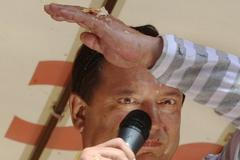 Jiří Paroubek při mítinku ČSSD na pražském Andělu