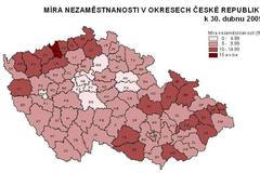 Míra nezaměstnanosti podle okresů