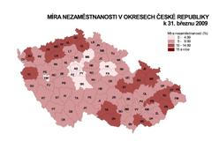 Míra nezaměstnanosti podle okresů