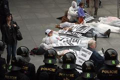 Obama v Praze - demonstrace na Vyšehradě