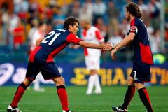 Alberto Zapater (FC Janov) se raduje z gólu do sítě Slavie.