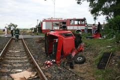 Srážka auta s vlakem v Břvanech