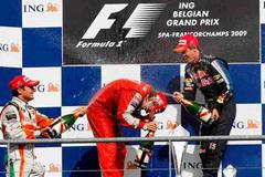 Räikkönen, Fisichella a Vettel na stupních vítězů po Velké ceně Belgie