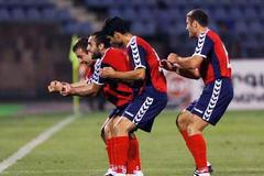 Arménie slaví gól do sítě Belgie