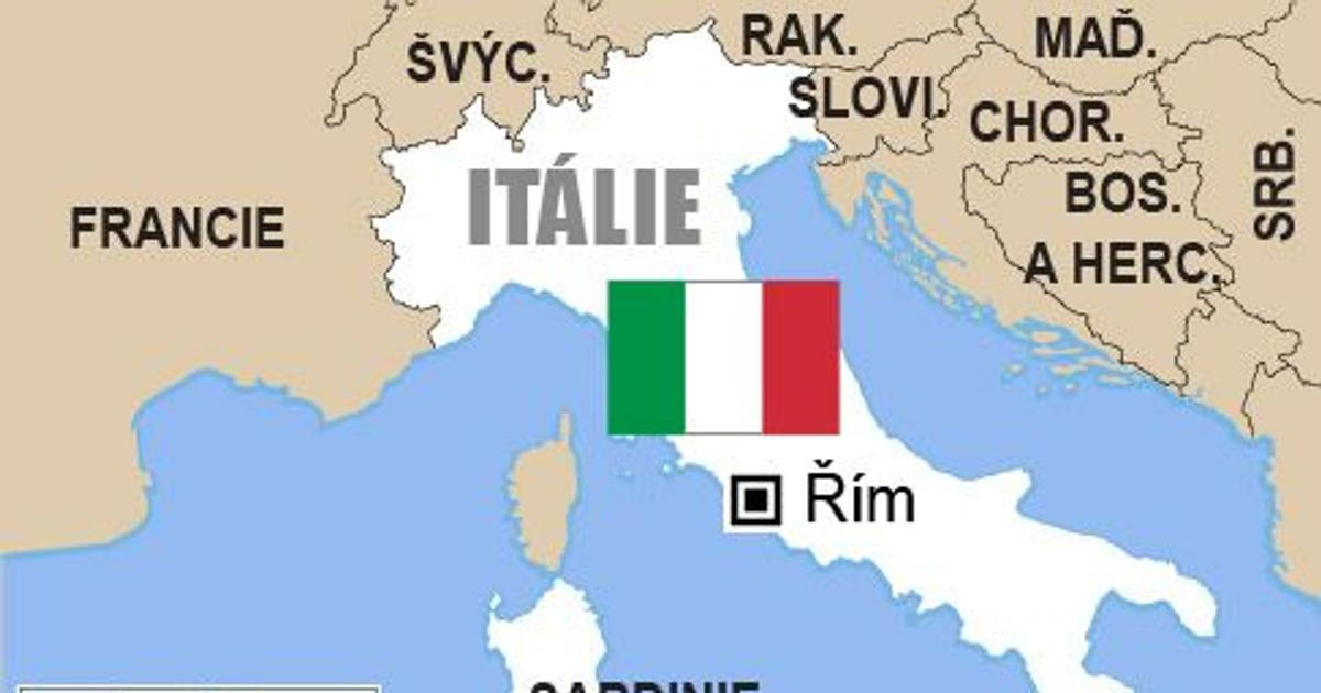 Podpatek italské boty je po sesuvu ve velké míře odstřižen od zbytku země