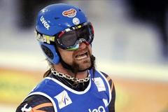 Český sjezdař Filip Trejbal po dojezdu slalomu v Levi.