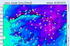 Mapa srážek - 2.6.2010