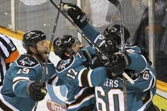 Hráči San jose Sharks slaví