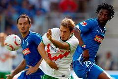 Hoffenheim vs Verder Brémy (Šimunič a Vorsah obtěžují Hunta z Werderu)