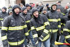 Stávka hasičů před Sněmovnou