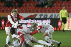 Slavia - Baník Ostrava: oslavy slávistického gólu